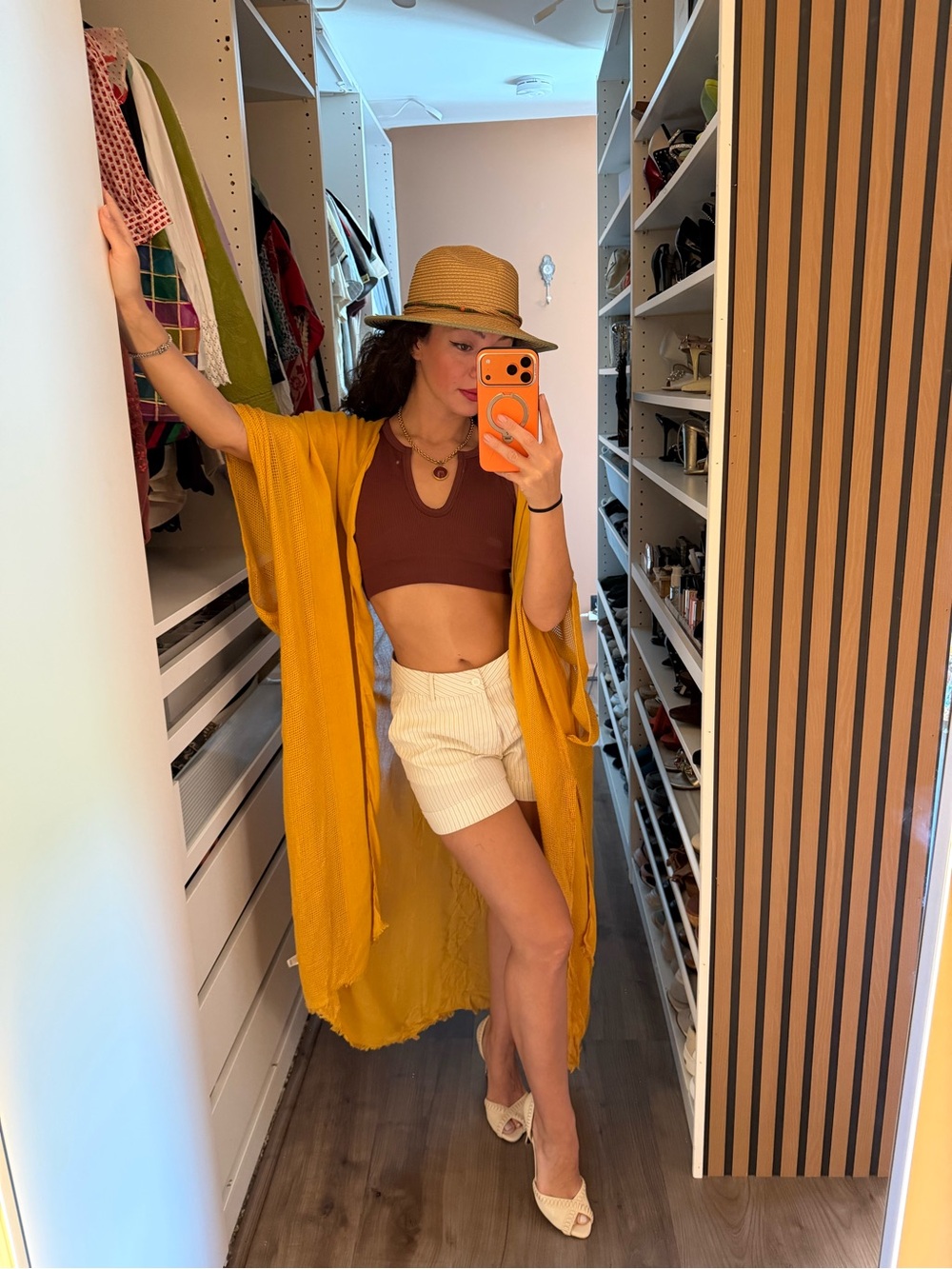 Melrose and Market Mustard Yellow Lightweight Kimono Coverup